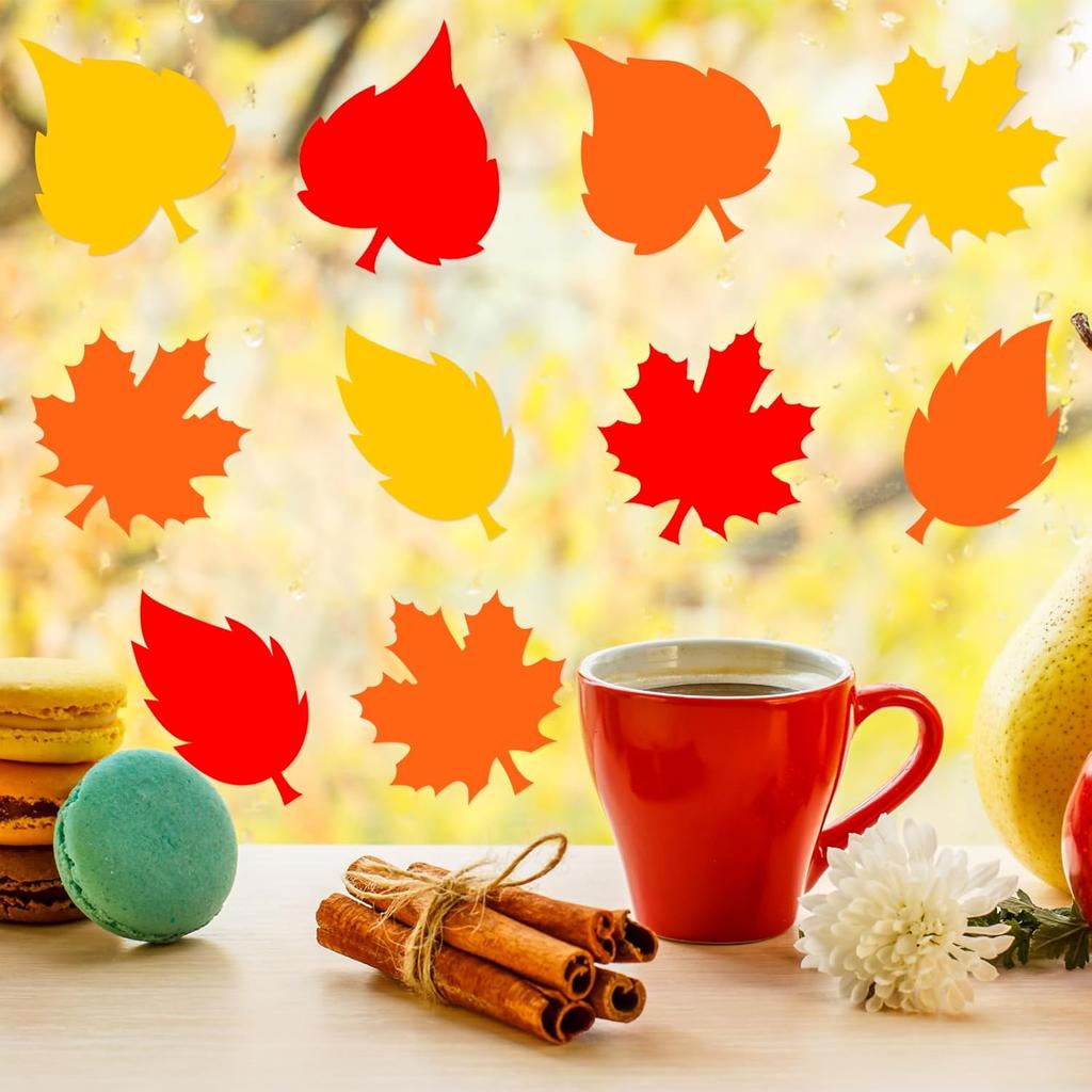 90 Pieces Fall Leaves Cutouts Thanksgiving Bulletin Board Decorations Paper Cut Outs Assorted Colors Fall Leaves Die Cuts for Classrom Autumn