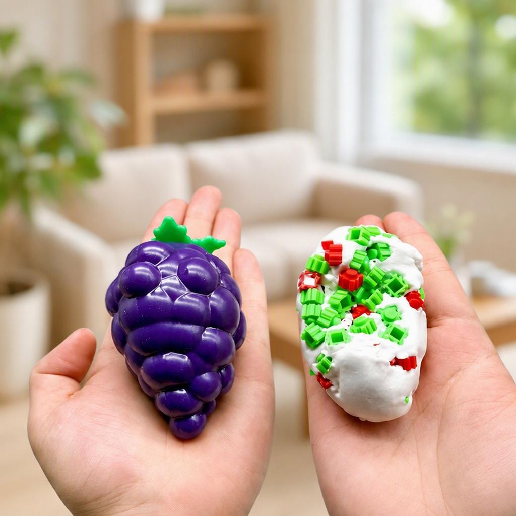 Slow Rising Purple Grape Pinch Squeeze Ball Brick Surface Texture Sensory Tension Relief Sensory Toy