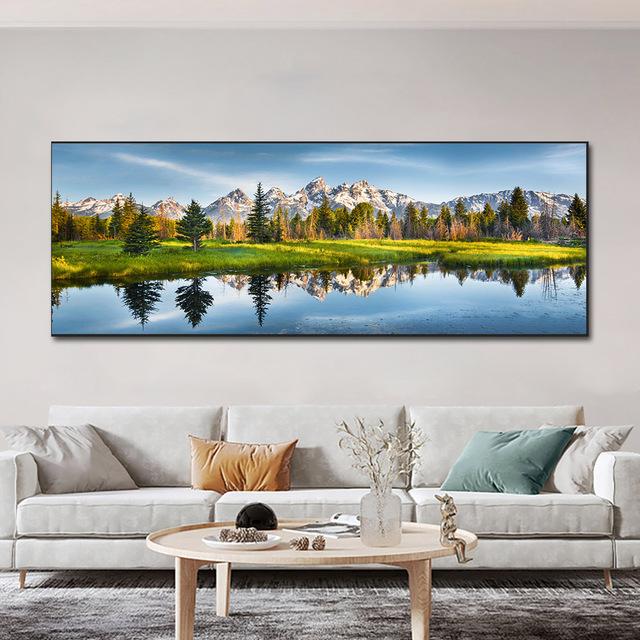 Moderní severská krajina Snow Mountain Sunset Obraz na plátně Plakáty a obrazy Nástěnné umění Obraz Obývací pokoj Domácí dekorace Bez rámu