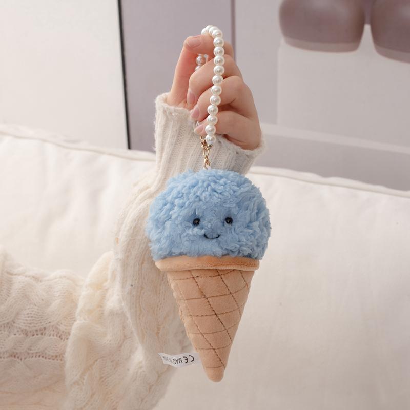 Candy-colored Ice Cream Cone Ice Cream Bag Key Pendant Super Soft Dolls Cartoon Plush Toys Comfortable Fabric Birthday Gifts