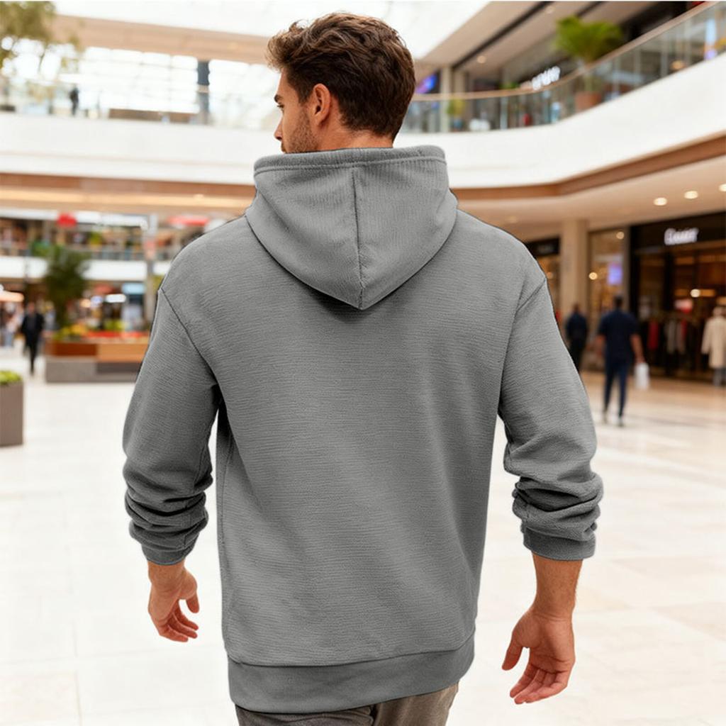 Men's Casual Sports Loose Fleece Hooded Solid Color Zipper High-end Cardigan Sweatshirt