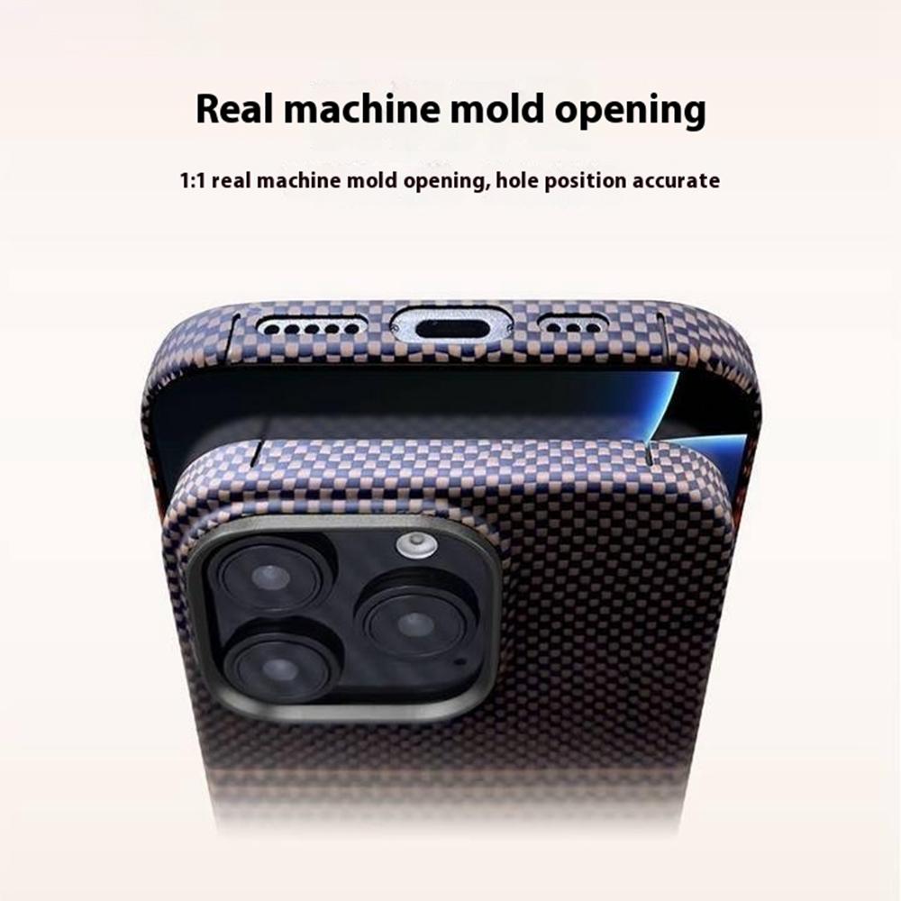 Pro iPhone 15 Pro Pouzdro Gradientní Aramidové Vlákno Magnetický Kryt na Telefon s Kovovým Rámečkem Objektivu