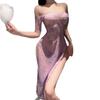 Sex underwear dress sexy passion no temptation purple cheongsam pure desire underwear pajama set qqny women