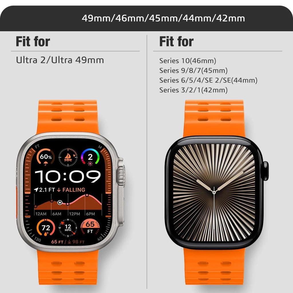 Ocean Silicone Strap+PC Case For Apple Watch Band  Series 11 10 46mm Metal Buckle Sports Bracelet Wristband iWatch 9 8 7 6 5 SE