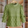 ZANZEA Women Casual Round Neck Ethnic Print 3/4 Sleeve Blouse