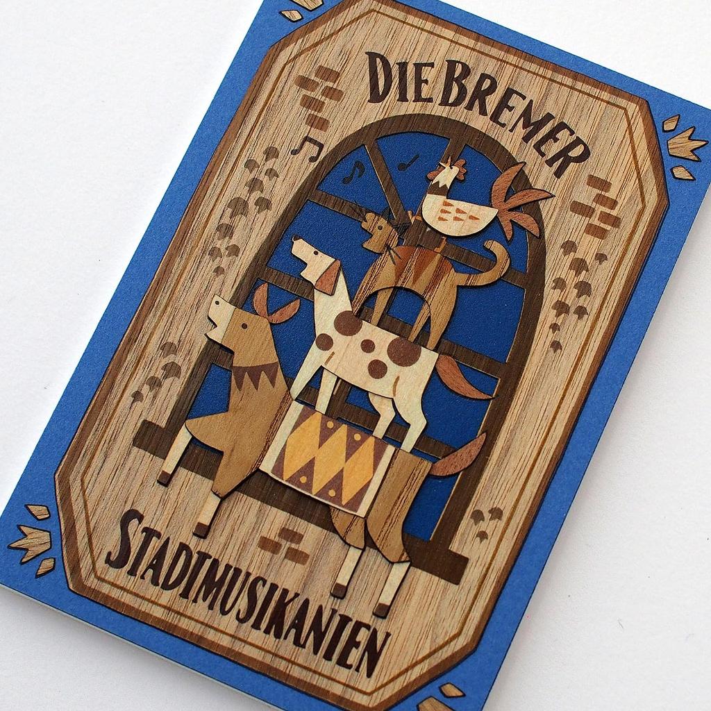 KINOWA "The Bremen Town Musicians" Woodcut Original Handmade Kit Fairy Tale Grimm's Fairy Tale Made in Japan