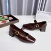 Fashion Mary Jane's 2025 New Square Toe Shallow Single Shoes Women's Block Heel