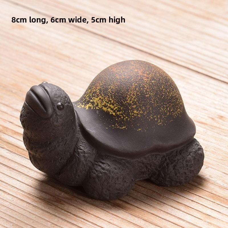 Handmade Mini Purple Clay Turtle Tea Pet Nurturable Animal Figurine for Gongfu Tea Ceremony Home Desk Decor Gift
