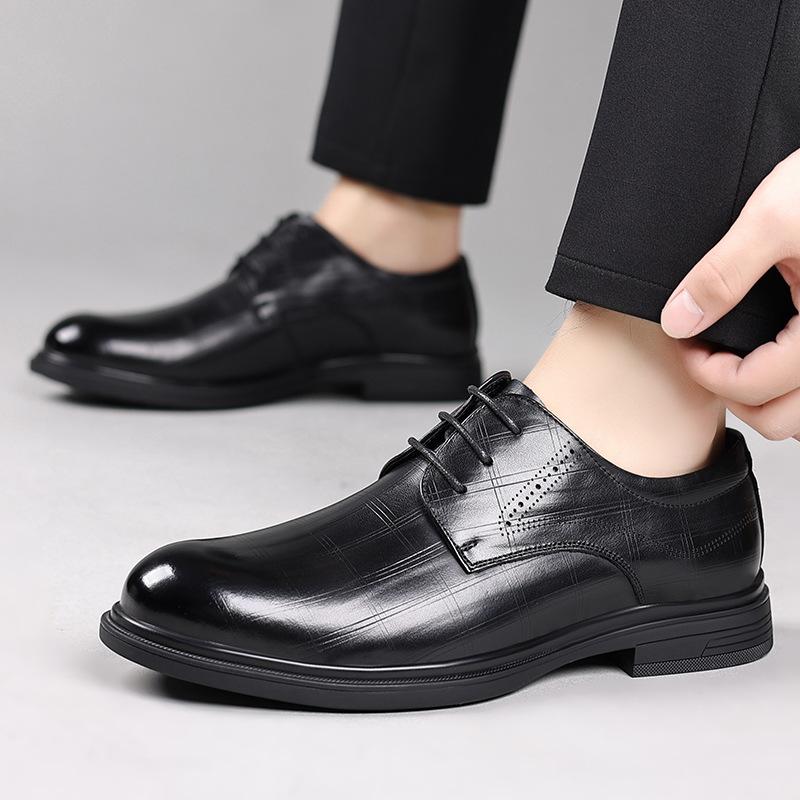 Leather Shoes Men's Leather Business Dress Men's Shoes Autumn New British Style High-end Single Shoes Men's Work Wedding Shoes