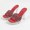 New 12CM Fashion Wedding Sexy Car Model Transparent Nightclub Thick Heel Crystal Square Head Non-slip