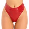 Womens Patent Leather Panties Wet Look High Waist Thong Design Adjustable Back Buckle Belted Club Wear