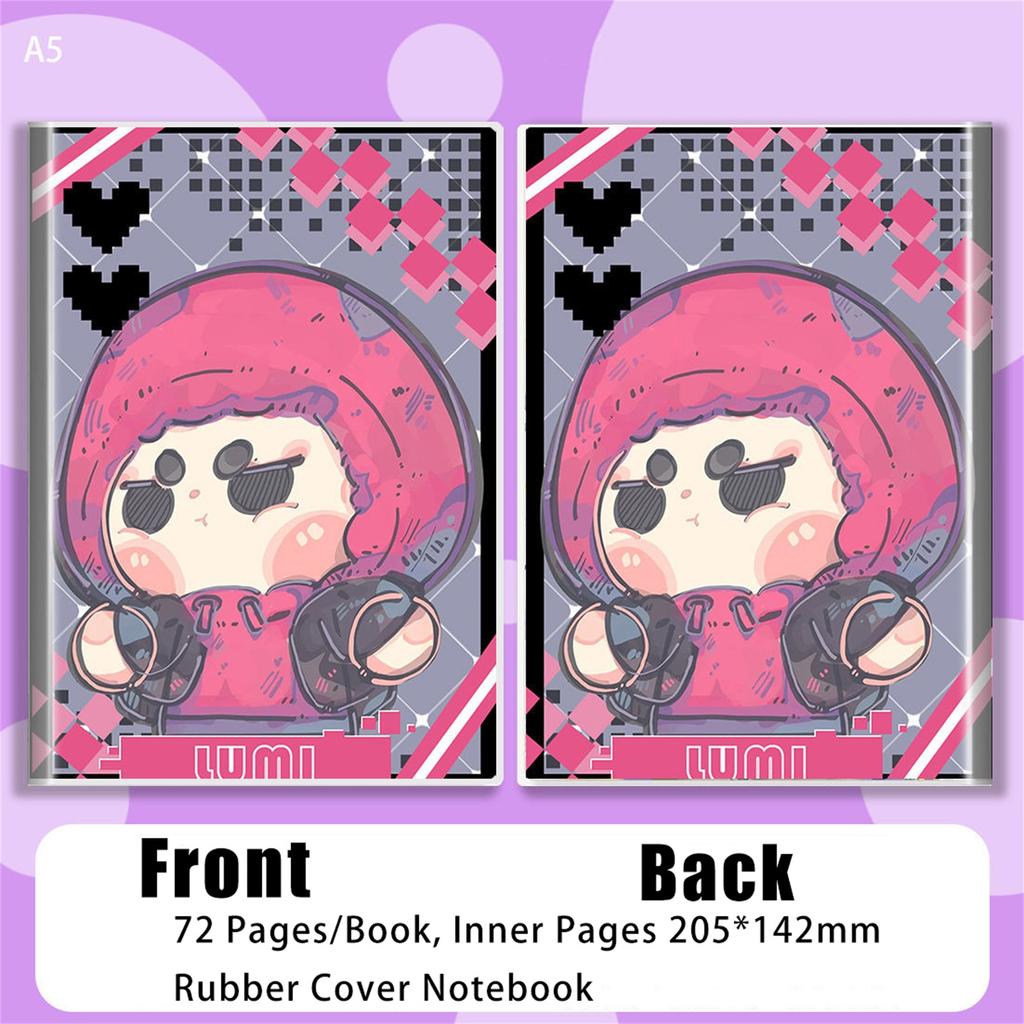 Double Sided Pattern Rubber Cover Notebook A5 Size 72 Sheets Notebook, Waterproof Diary Horizontal Lined Notebook