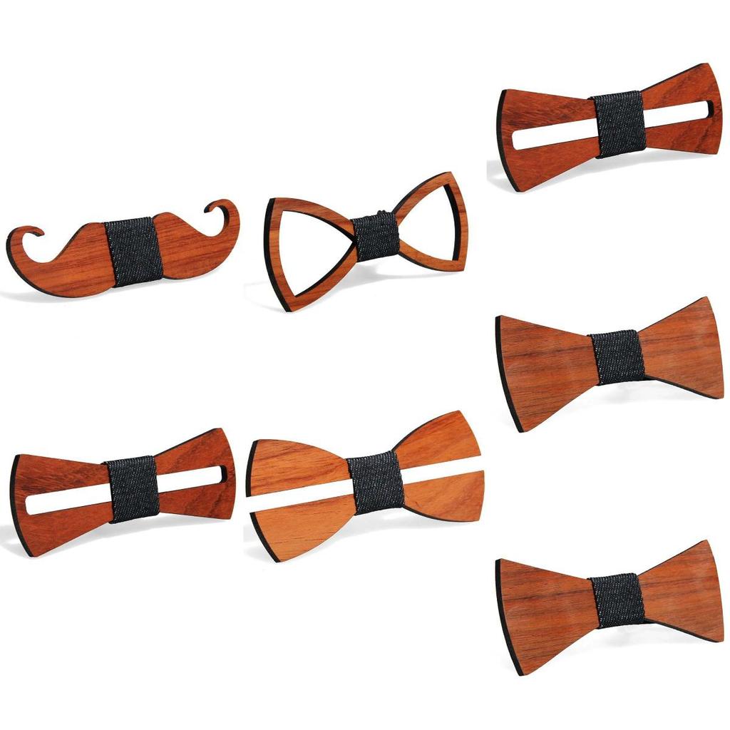 Minimalist Wooden Bow Tie For Men With Geometric Pattern And Sustainable Craftsmanship For Wedding Gifting