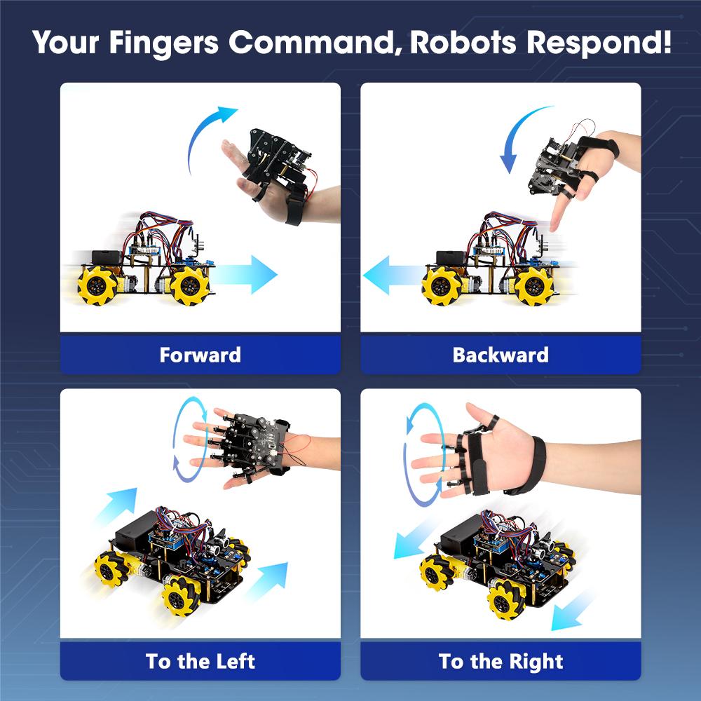 ACEBOTT Sensing Gloves Gesture Control Smart Car Motion-Sening Glove Robot Car kit for Arduino Kit