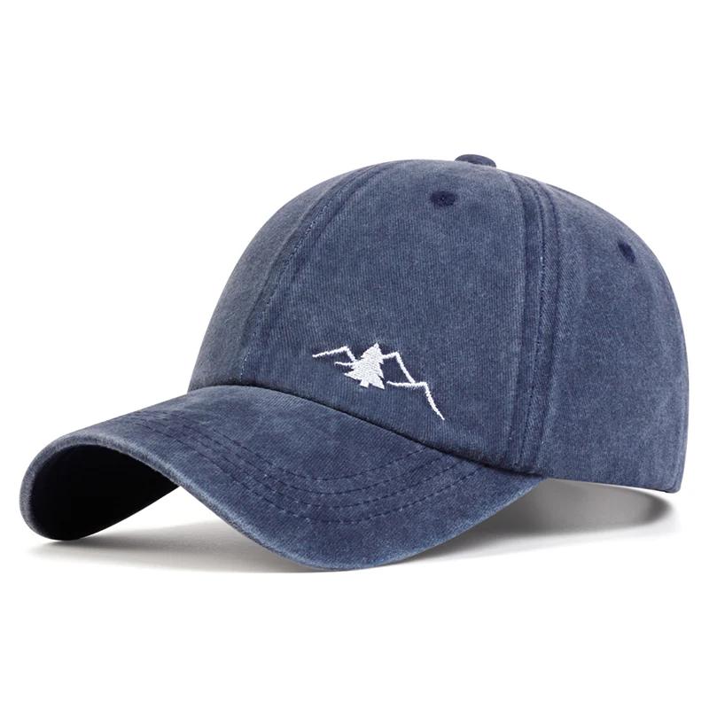 Unisex Bergstickerei Waschen Baseballkappen Frühling und Herbst Outdoor Verstellbare Lässige Hüte Sonnenschutzhut Sportkappe
