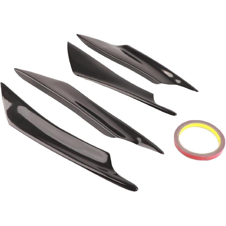 Frontstoßstangenlippe Splitter, Finnen-Canards Karosseriespoiler-Kit, 4 Stück Universeller Auto-Karosseriespoiler Frontstoßstangenlippe Splitter Finnen Zierleiste (Schwarz unlackiert)