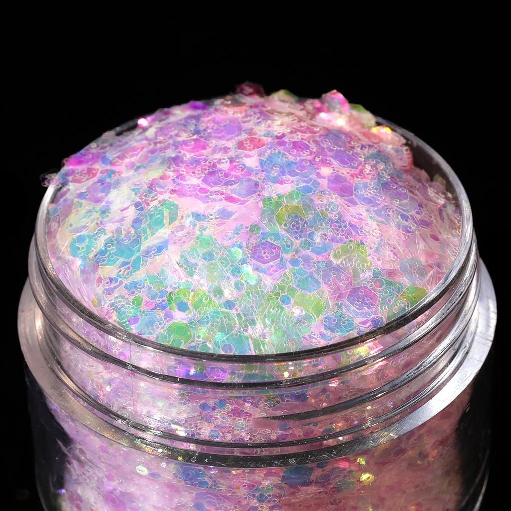 Holographic Chunky Glitter  Art Powder Iridescent Sequins Flakes Eco-Friendly PET Material Festival  Decoration