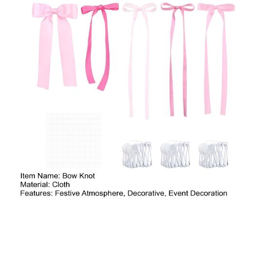 41Pcs Large Pink Ribbon Bow Decoration Fabric Party Ornament for Wedding Birthday Christmas Indoor Outdoor Hanging Decor for Walls Windows Gardens