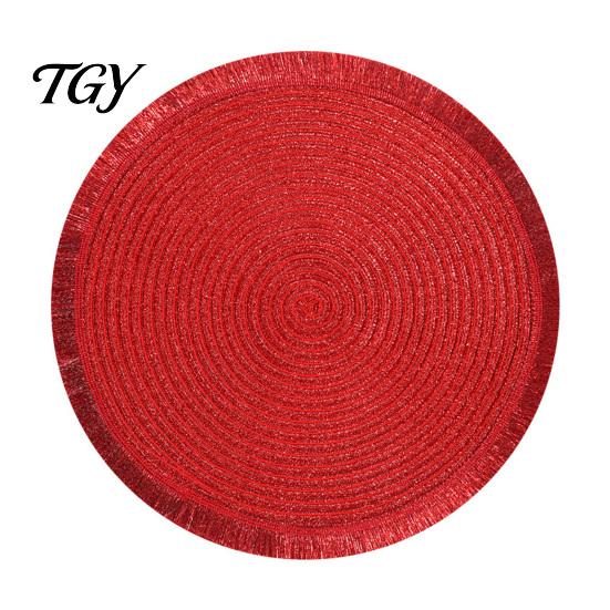 Round Decorative Vase Mat Christmas Table with Tassel, Heat Resistant PP Placemat, Dinner Plate Mats Waterproof for Holiday And New Year Party Tassel