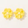 Big White Camellia Flower Imitation Pearl Stud Earring for Women Elegant Korean Sweet Resin Ear Wedding Party Jewelry