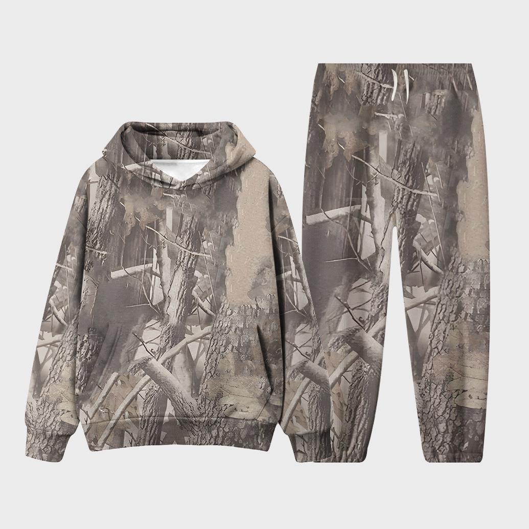 

2024 3D Digital Print Maple Leaf Fleece Hoodie Set for Couples 3XL