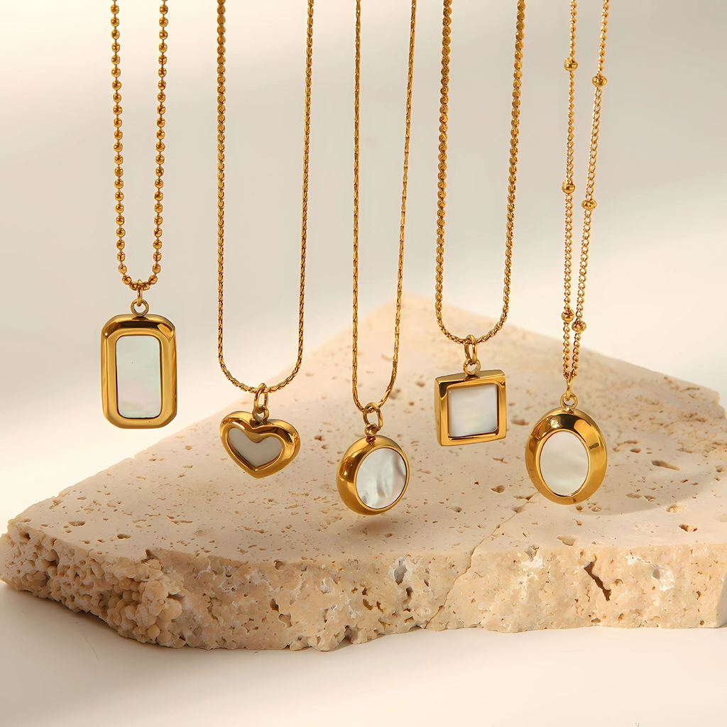 Style Geometric Cat Eye Stone Necklace For Women With Stainless Steel Chain