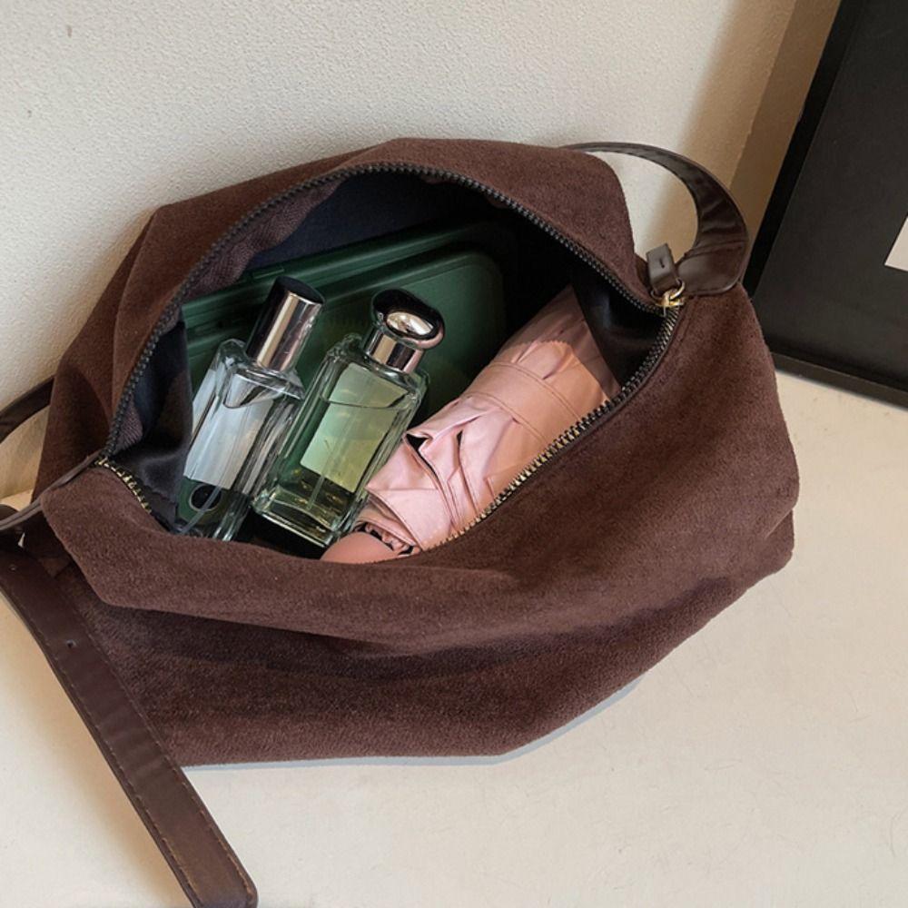 Large Capacity Hobo Bag Solid Color Ladies Tote Bag Trendy Suede Shoulder Bag  Shopping