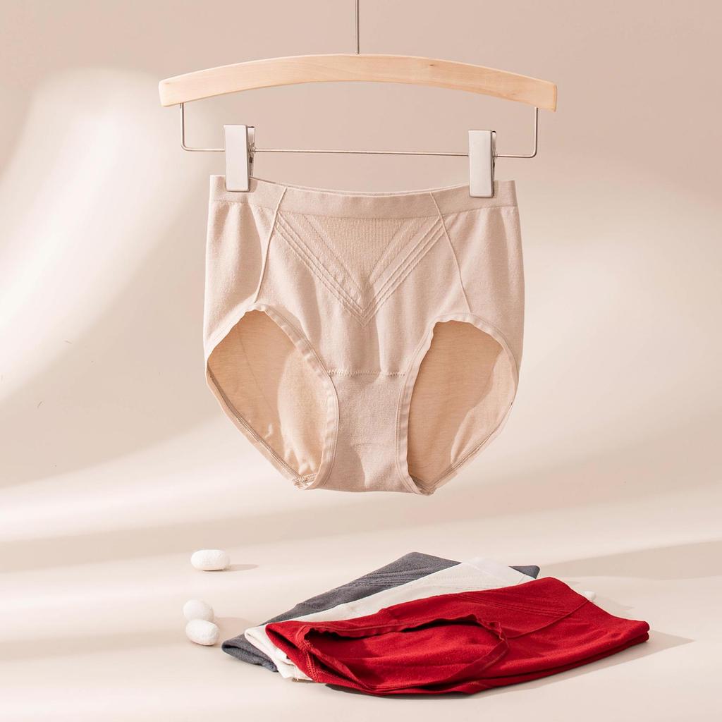 Women's Seamless Mid-High Waist Shaping Panties with Mulberry Silk Crotch - Comfortable, Breathable & Elastic.