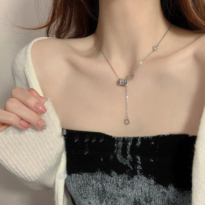 Women's Luxury Silver-Plated Tassel Pendant Necklace