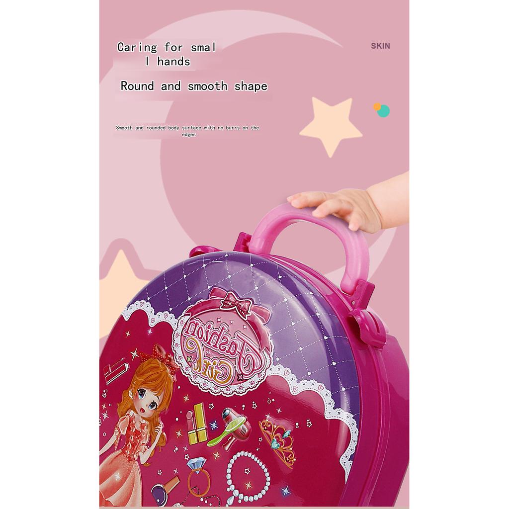 3-in-1 Kids Dressing Table Makeup Station with Suitcase Toy for Girls