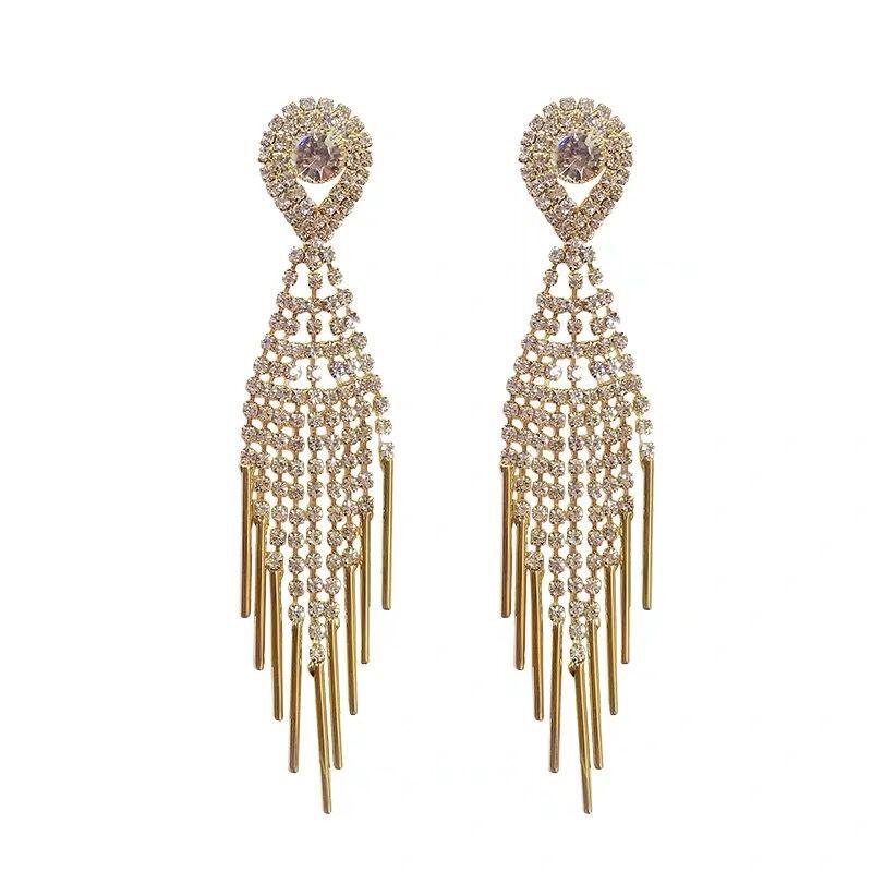 Pearl & Zircon Tassel Earrings