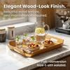 Wood Grain Plastic Serving Tray with Handles Rectangular Food Breakfast Tea Coffee Tray Kitchen Organizers Perfume Storage Tray