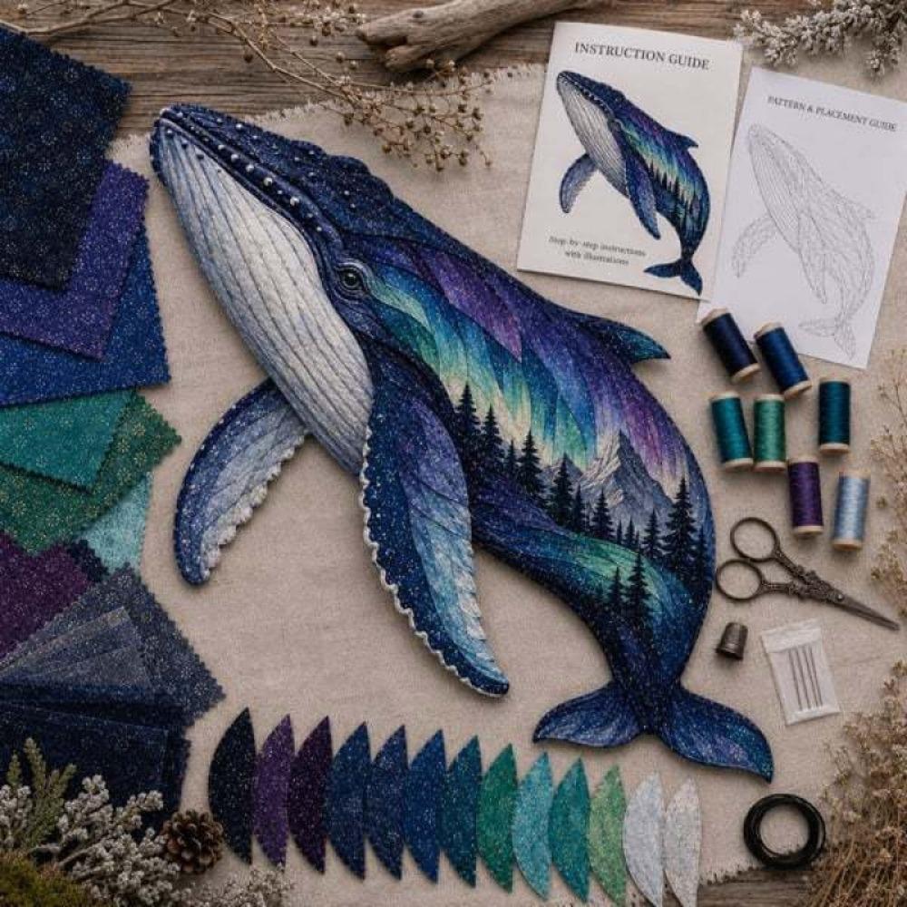 Handmade Patchwork Sewing Kit Starry Fabric Wildlife Craft Set Home Decor