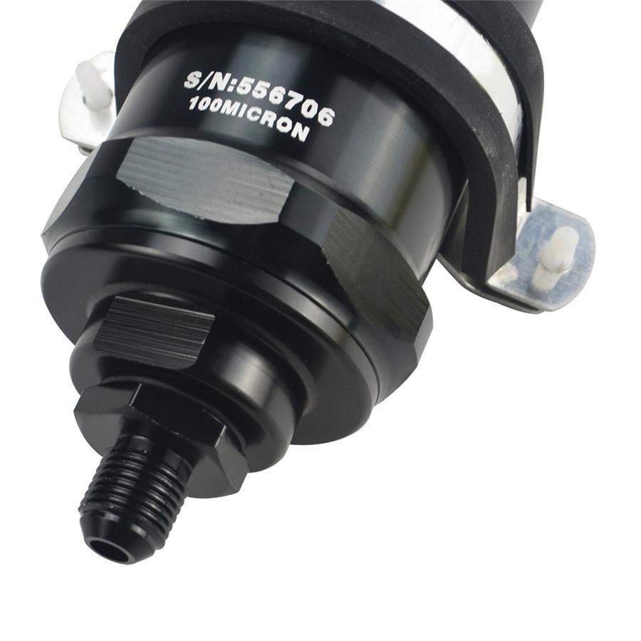 Car Aluminum Inline Fuel Filter E85 Ethanol with 100 Micron Inlet -6 AN / Outlet