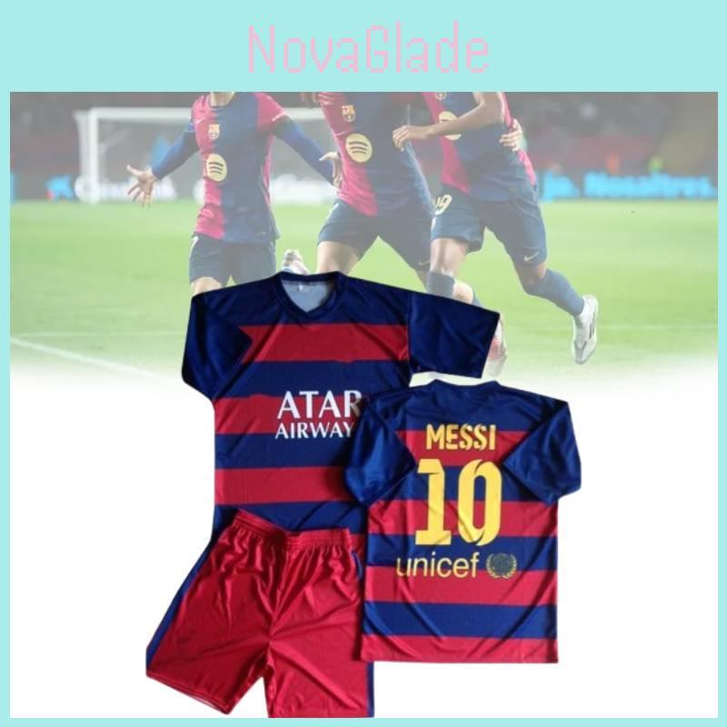 Fc Barcelona Vintage Voetbalshirt Set Met Ademende Modal Mix Voor Kinderen Sport
