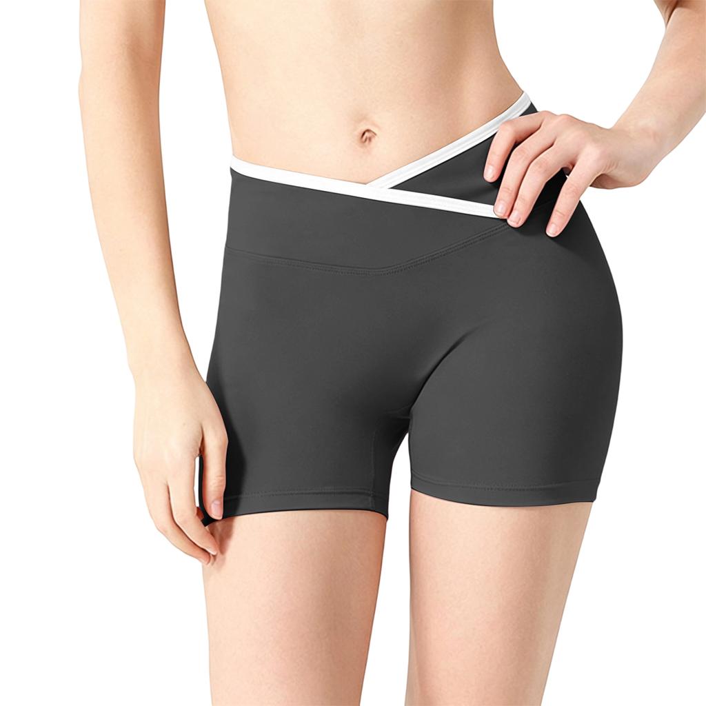 Women’s High Waist Cross V Quick Dry Athletic Shorts for Outdoor Sports Yoga Workout