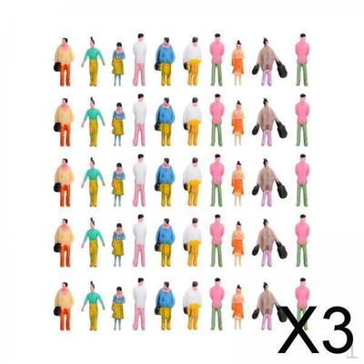 3x Hand Painted Figurines Tiny People Desktop Ornament Scenery Diorama Sitting Standing Figures Sand