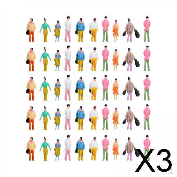 

3x Hand Painted Figurines Tiny People Desktop Ornament Scenery Diorama Sitting Standing Figures Sand