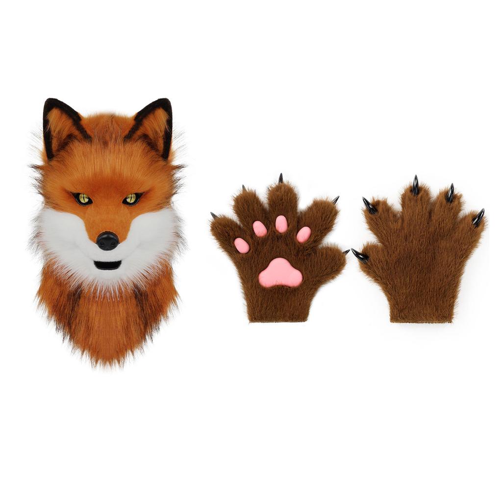 Halloween Canine Big Bad Wolf Beast Head Hood and Claw Suit Cos Costume Role Play