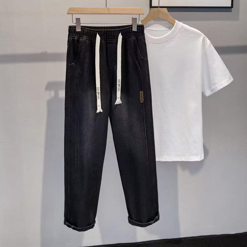 

Мужские джинсы широкого кроя в корейском стиле – Весенне-осенний модный тренд, Свободные, Повседневные, Прямые брюки XL