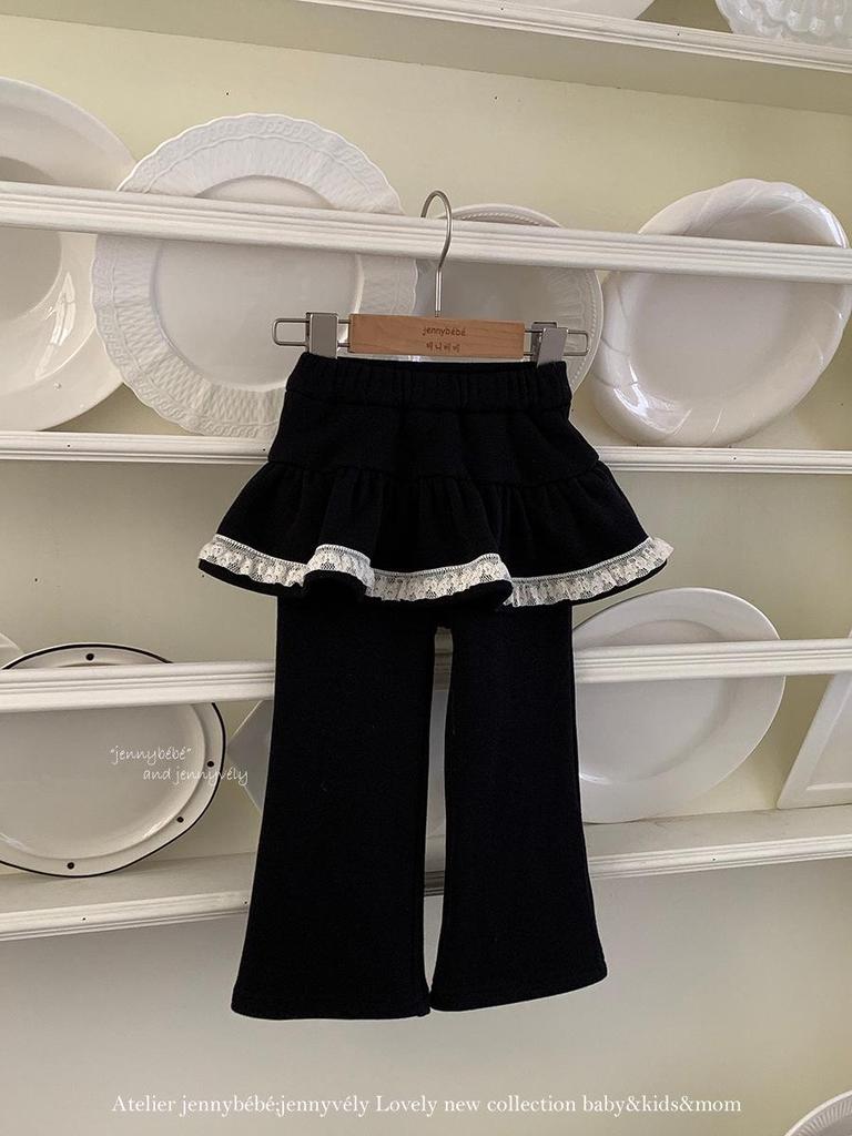Jenny Kids Korean Style Skirt-Pants Set for Girls - Autumn/Winter 2026 Versatile Velvet Outfit