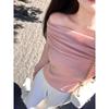 French temperament off-shoulder knitted bottoming shirt women's spring and autumn gentle pure desire slim-fitting one-word shoulder long-sleeved top