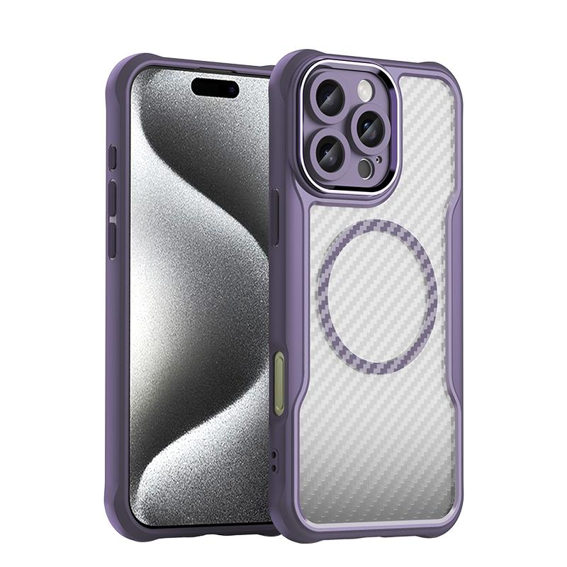 KEYSION Stoßfeste Hülle für MagSafe für iPhone 16 Pro Max 16 Plus 15 14 Pro Kameraschutz Telefonabdeckung mit Kohlefaserstruktur