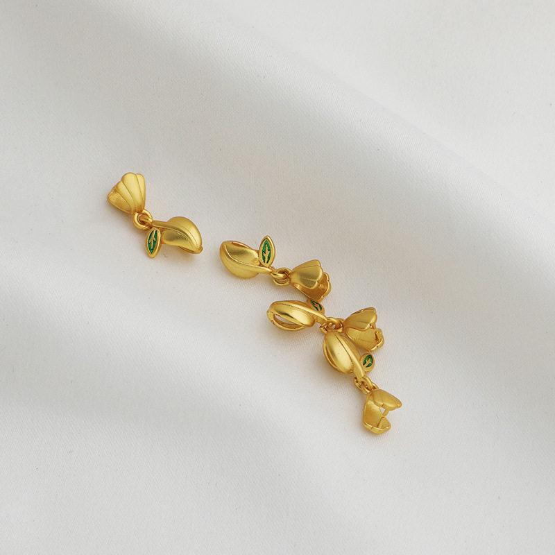 Gold-Plated Oil-Drip Leaf Clasp Jade Necklace Connector Accessory