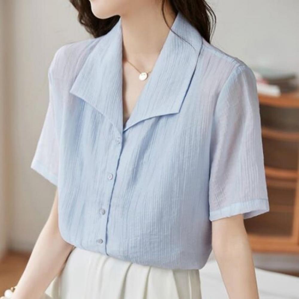 Navava Women Collar Short Sleeve Shirt Nb2604
