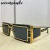 Small Rectangle One-Piece Punk Sunglasses Men  Luxury Brand Vintage Shield Goggle Eyewear For Male Trendy Outdoor Sunglass