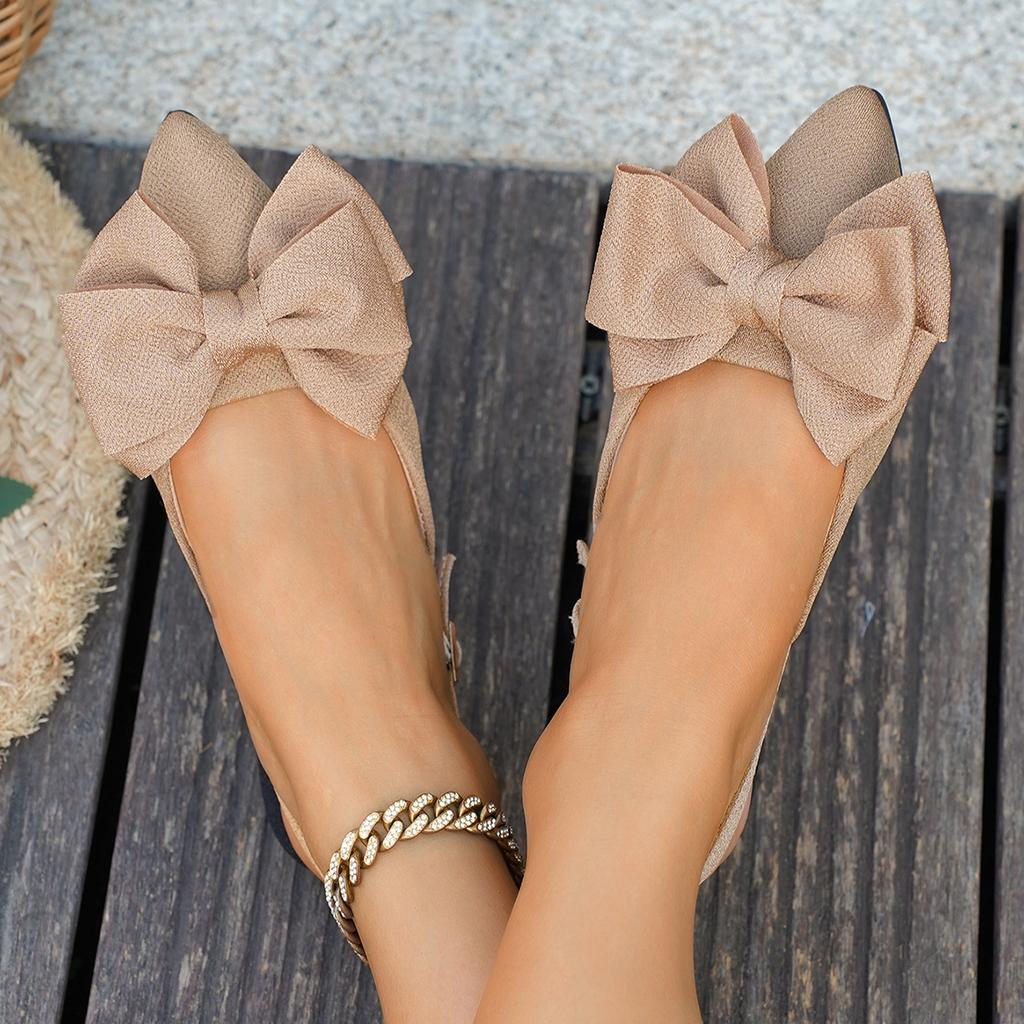 Women Shoes 2025 Spring New Butterfly Knot Women Slingbacks Heels Shoes Sexy Dress Thin Heel Pointed Toe Ladies High Heels Women