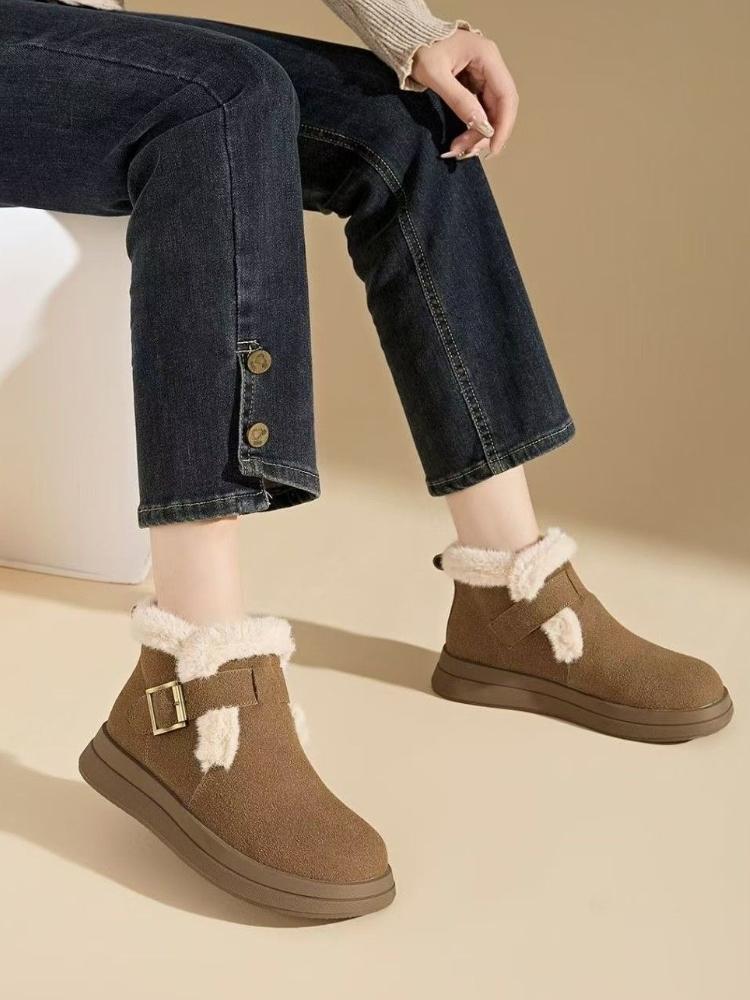 Fashion Round Toe Plush Ladies Shoes Winter Platform Boot Y2k Comfortable and Elegant Ankle Designer Luxury Chic Warm Women's Snow Boots