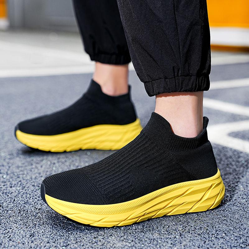 Slip-on Mesh Upper Breathable Thick Platform Men's Casual Sneakers Spring and Autumn Stylish Outdoor Running Male Sports Shoes