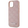 Karl Lagerfeld Leather Monogram Metal Logo MagSafe Case for iPhone 15 Pink